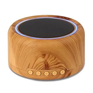White Noise Machine with 30 Soothing Sounds, 6 Color Breathing Night Lights,Sleep Sound Machine for Baby Kids Adults, Time & Memory Function, Portable Sound Machine, Rechargeable Battery,Wood Grain