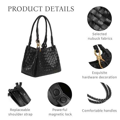 Crossbody Bucket Bag Braided Purse Parachute Shoulder Bag For Women,Vegan Leather Woven Tote Handbag2