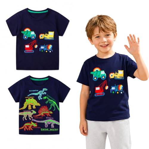 T-shirt garçon phosphorescent EmaoFun cadeau original pour anniversaire 3-7 ans