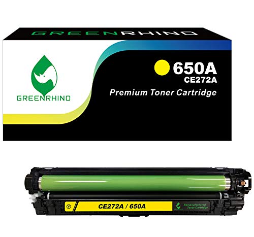 GREENRHINO Remanufactured Toner Cartridge Replacement for HP 650A CE272A CP5525 CP5525dn CP5525n CP5525xh M750dn M750n M750xh (Yellow, 1-Pack)