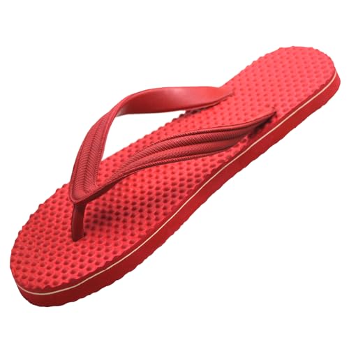 Image of POLITA Men Stylish Health red Accupressure Flip Flops Hawai Chappal for Home Daily Use