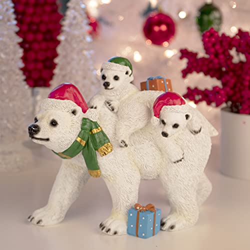 Clever Creations Resin Christmas Figurine Decoration, Festive Holiday Home Décor For Tables And Shelves, Polar Bear Family #TOP5