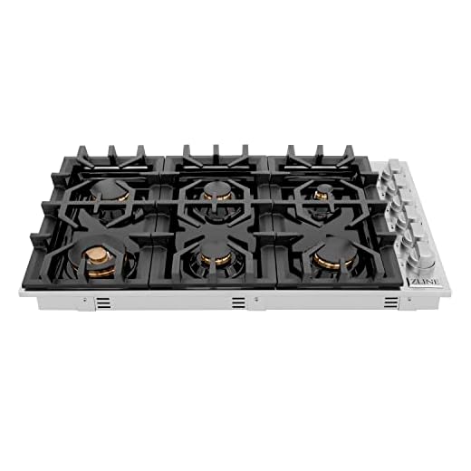 ZLINE 36 in. Dropin Cooktop with 6 Gas Brass Burners and Black Porcelain Top (RC-BR-36-PBT)
