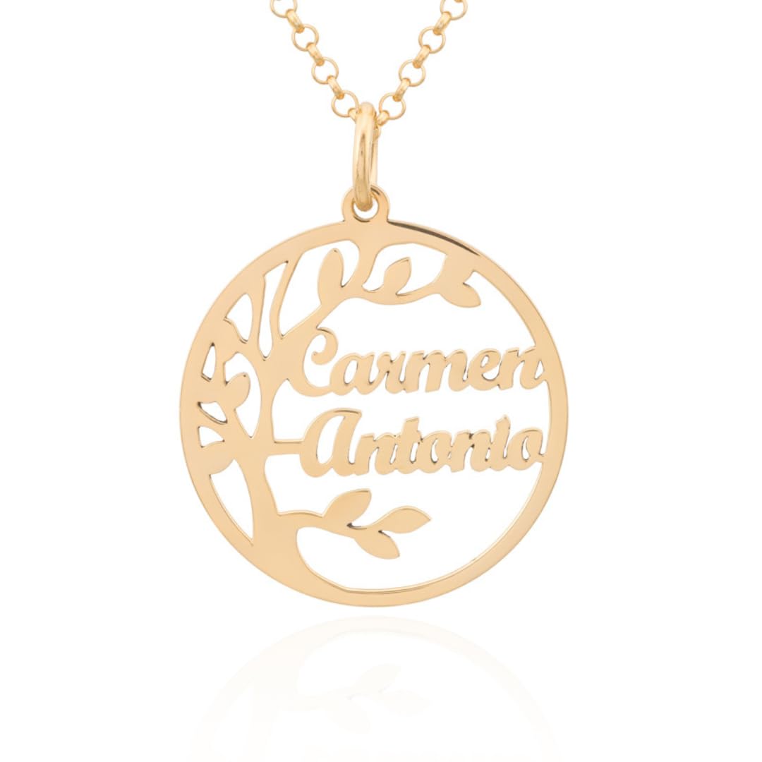Collar Personalizable Árbol de la Vida con nombres para Mujer Personalizado, con cadena Rolo de 40cm + Alargador. Gargantilla ideal para regalar a madres o abuelas. (Corazón hasta 6 Nombres) — view 9