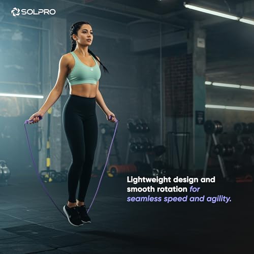 Image of Solpro Flyte Adjustable Jump Rope Skipping Rope with Counter for Men, Women, Kids, Fitness & Exercise | Unisex, Tangle-Free, Non-Slip, Smooth Rotation | Home & Gym workouts