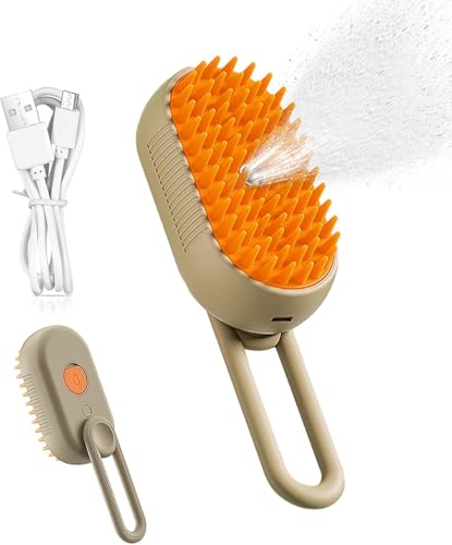 Escova 3 em 1 para Gatos e Cães - Escova Fumegante Com Alça Dobrável para Remover Pelos Emaranhados