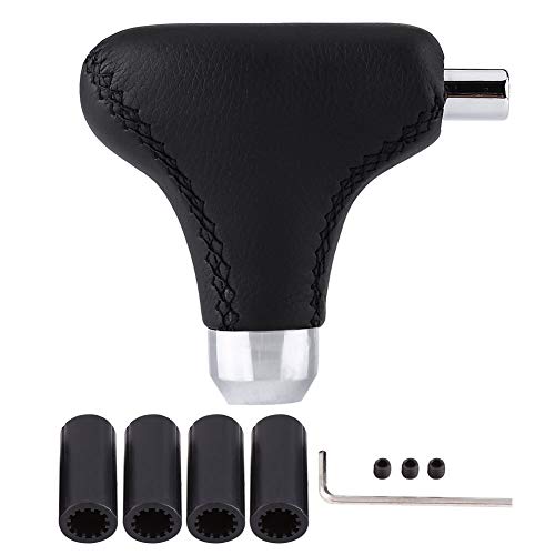 Gear Shift Knob Cover, Hand-Stitched PU Leather Gear Shift Knob Cover Universal Shifter Knob Cover Fit for Automatic Car Handmake PU Leather Gear Shift Knob(Black)