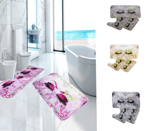 Russo Tessuti Set Tappetino Tris Bagno 3 Pezzi Tappeto GiroWater Occhi Glitter Diamand Oro