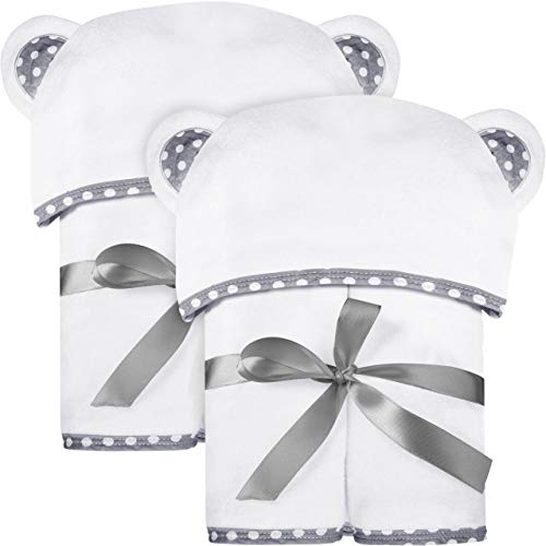 Image of ELSVIN Set of 2 Hooded Baby Towels – White – Luxurious, Large and Super Absorbent – 35 x 35 Inch – Soft and Suitable for Infants, Toddlers and Kids – 500 GSM