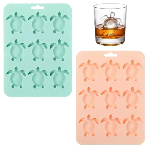 Set 2 moldes de hielo 3D Tortuga de silicona miniatura 1