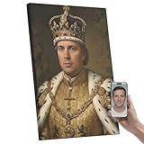 toyofmine 4K HD Retrato personalizado de su foto, arte mural de lienzo personalizado como regalo único para los hombres, convierte su en realeza (El Rey Dorado Imperial,5x8in)