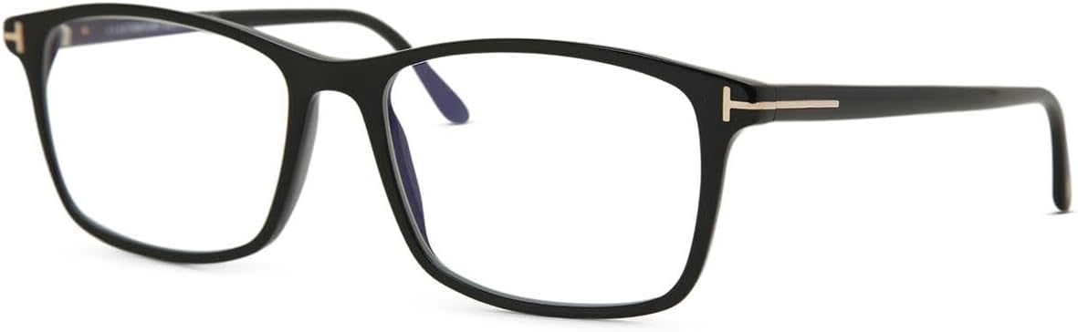Eyeglasses Tom Ford FT 5584 -B 001 Shiny Black, Rose Gold"t" Logo/blue Block Le, Shiny Black, Rose Gold "T" Logo/Blue Block Lenses, 56/16/145