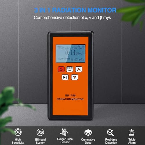 Detector de radiación nuclear portátil contador Geiger digital con pantalla LCD de rayos Gamma y X 6