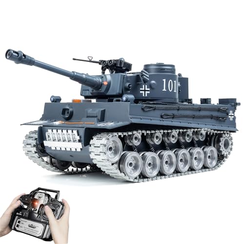 AoreSpty Tank Télécommandé Tiger 1:18, Jouet Militaire avec Chenilles en Métal, Char d’Assaut...