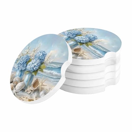 Set de 2 Posavasos para Portavasos de Carro con Flores Hortensias miniatura 2