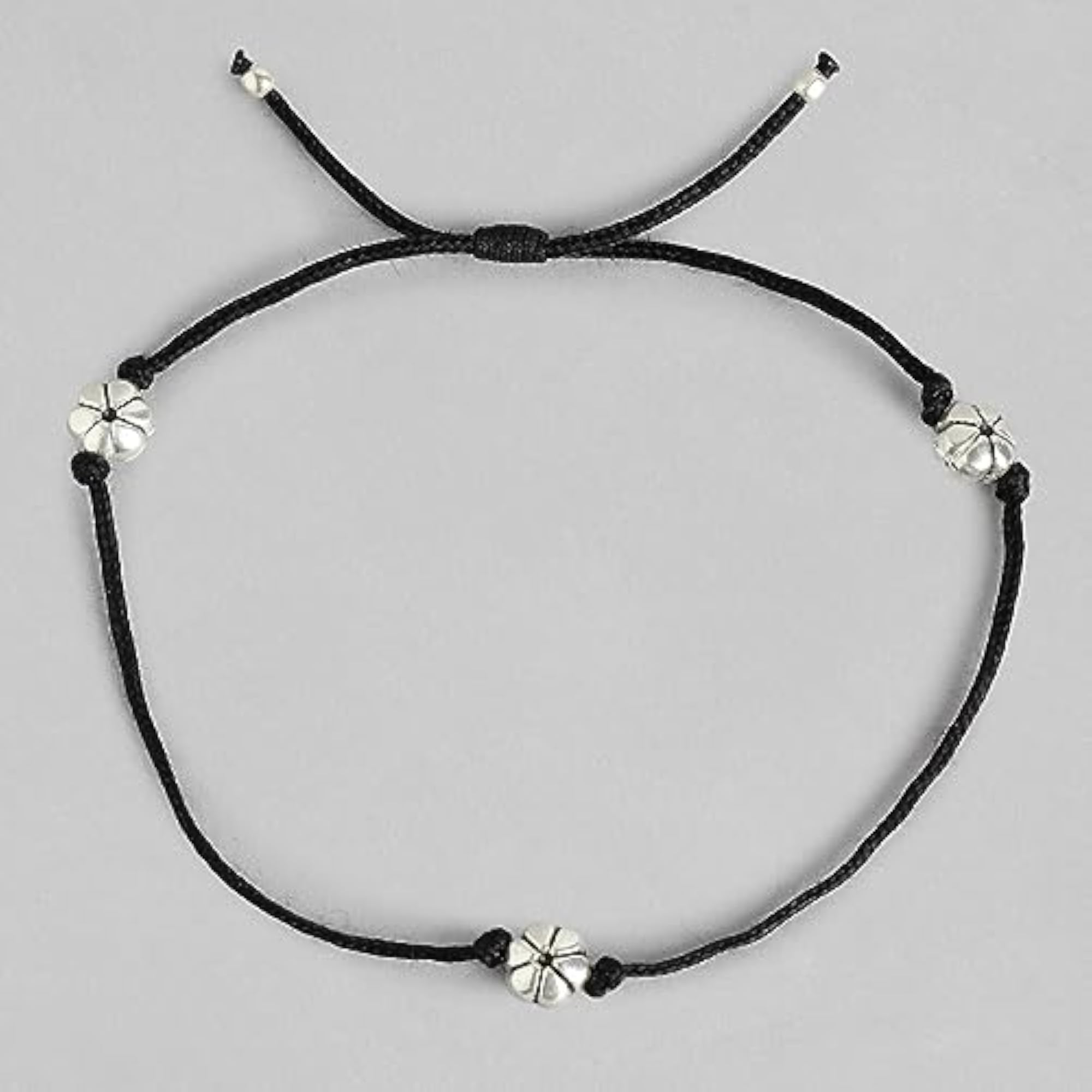 925 Sterling Silver Modest Floral Rhodium Anklet Hypoallergenic