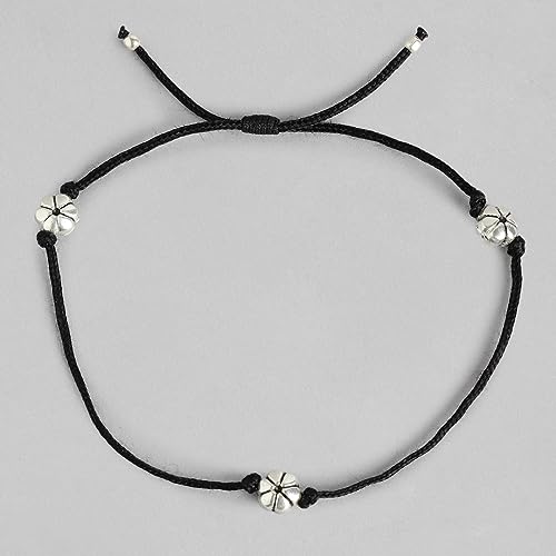925 Sterling Silver Modest Floral Rhodium Anklet Hypoallergenic