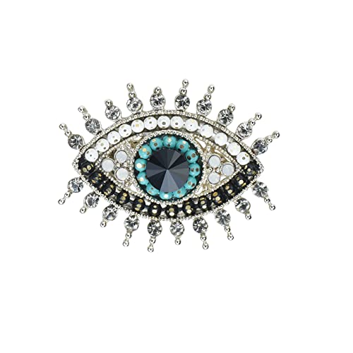 Vvcome Retro Evil Eye Brooch Fashion Unique Crystal Pearl Abstract Eyes Brooches Pin Badge For Women Bridal Jewelry Gift (Blue) #TOP7