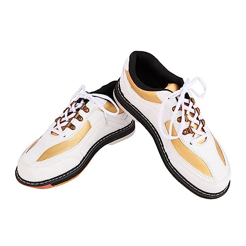 VEACAM Men's Bowling Shoes, Unisex Bowls Trainers Fashion Bowlers Fitness Sport Shoes Casual Bowl Sneaker,White,5