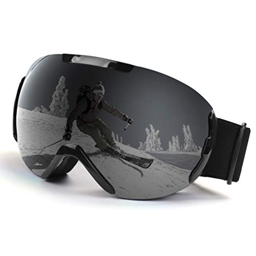 Houzemann Ski Goggles Over Glasses - NEW Anti-Fog and UV400 Protection Snowboard Goggles for Men Women Youth, Spherical Dual Lens Snow Goggles, Skiing Goggles for Men Women Teens (Black)