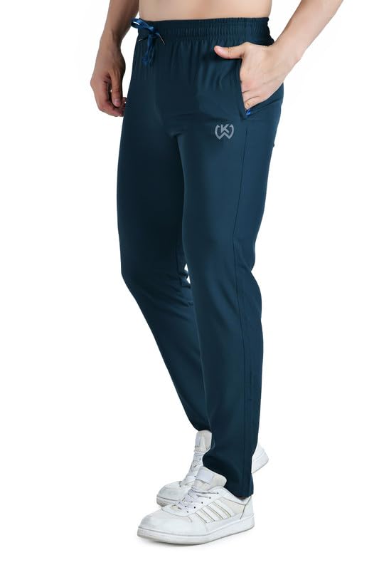Image of KWINGS Soft NS Lycra Track Pant for Men - Comfortable Straight Fit Joggers with Secure Side Zipper Pockets