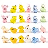 JYXNU 24 piezas de animales pequeños de resina, mini animales de resina que brillan en la oscuridad, para manualidades, figuras en miniatura para acuario, casa de muñecas(12 tipos de animales)