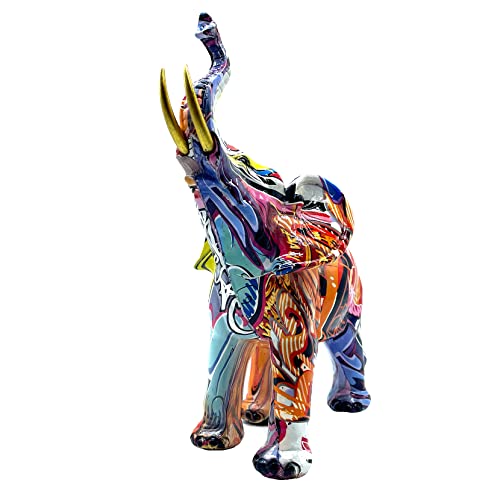 Colorful Elephant Statue Sculpture Frgurine Gift For Home Office Living Room Desktop Decoration Garden Figurines Outdoor Decor Frgurines (Large) #TOP2