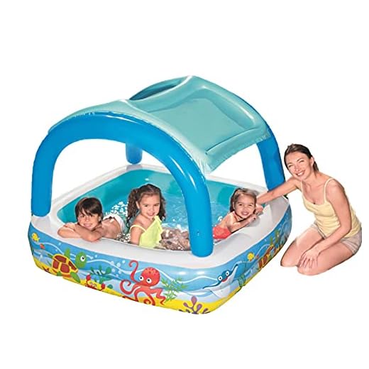 Barnpool med tak barnplaskdamm uppblåsbar små barn uppblåsbar pool uppblåsbar plaskdamm baby lätt att montera och vikbar med UV-skydd solhylla för trädgård strand utomhus