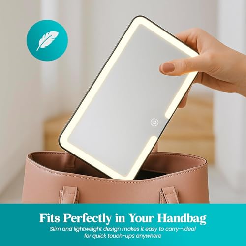 Image of Car Sun Visor Vanity Mirror,Big Led Mirror with 3 Light Modes & 80 LEDs,Rechargeable Makeup Mirror - Dimmable Touch Control, Light Up Universal Fit (Car Vanity)