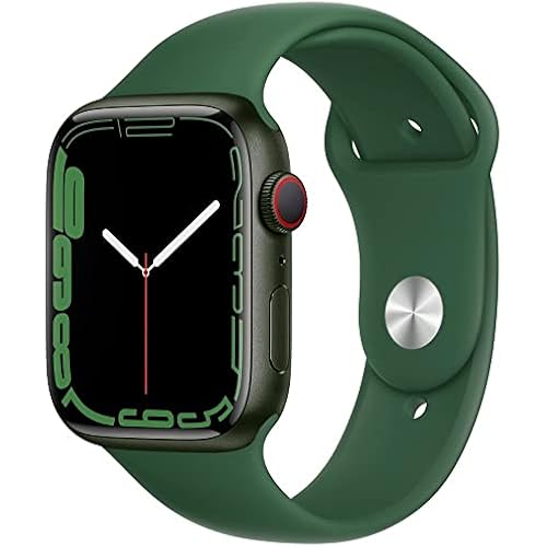 Apple Watch Series 7 (GPS + Cellular, 45mm) Green Aluminum Case with Clover Sport Band, Regular (Renewed)