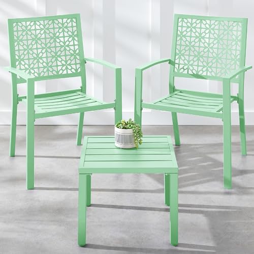 Best Choice Products 3-Piece Outdoor Bistro Set, Stackable Modern...