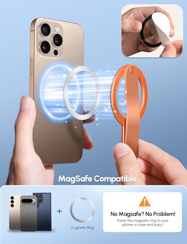 Image of GripMate for MagSafe Phone Grip for iPhone - Magnetic Phone Ring Holder Detachable for iPhone 17 - Comfortable Finger Phone Ring Grip for Apple 16 /15 /14 /13 /12, Orange