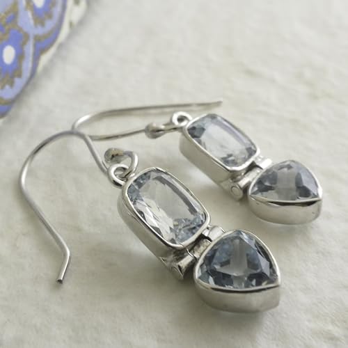 Boucles d'oreilles topaze bleue argent 925 le cadeau idéal avec pierre précieuse - 4