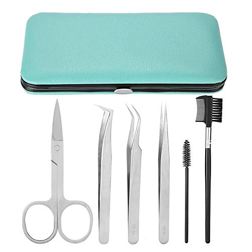 Eyebrow Tweezers Women 6Pcs, Full Size Professional Eyebrow Tweezers Kit, Precision Tweezers Set, with Scissors Eyelash Brush Duble Head Brush