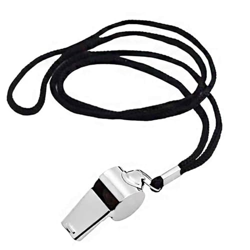 BEILOCKERY Metal Referee Whistle, Whistle with Hanging Rope, Sports Whistle, for Sports Competitions, Signaling, Loud Outdoor Survival Whistle