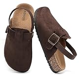 XTJSCBDSH - Zuecos de gamuza para niños y niñas, sandalias de corcho con hebilla ajustable, pantuflas sin cordones para...