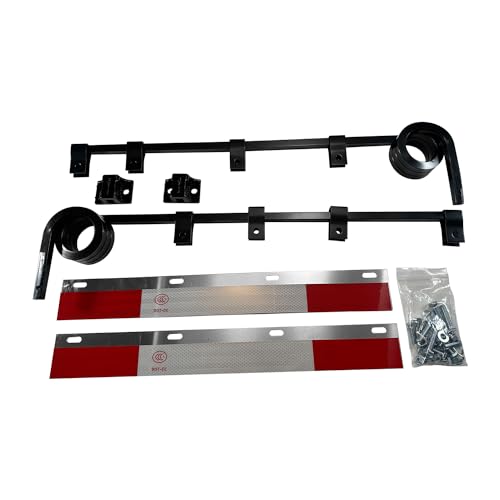 Image of Straight Bar Type Semi Trucks Mud Flap Hanger Bracket 3 coils Damping Spring with Aluminum Mud Flap Reflector Fender Reflective Tape and 24 inchx24 inch Mud Flaps for Heavy Duty Semi Trucks Trailers
