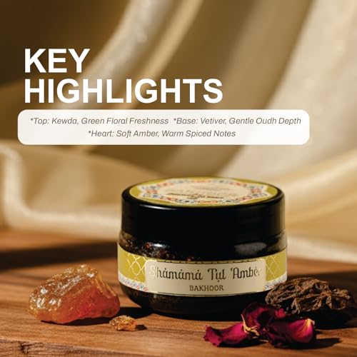 Image of Devdarshan Shamama Tul Amber Bakhoor (50g) Pack of 1| Premium Long-Lasting Oriental Aroma | Natural Resin for Home Fragrance, Meditation & Relaxation | Luxurious Scented Bakhoor