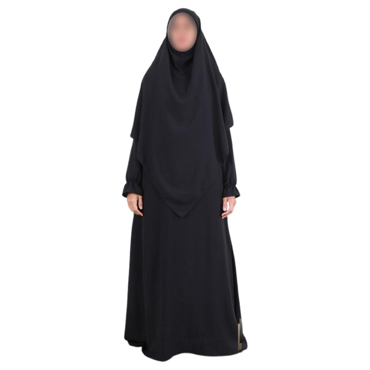 Sufiah Black 2 Pieces Prayer Dress Overhead Khimar Burqa Abaya Kaftan Jilbab (, One Size)