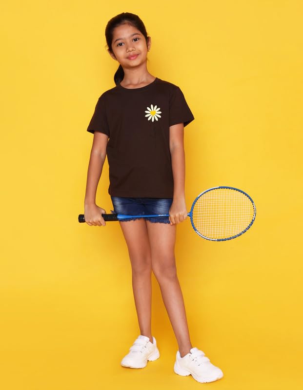 Image of Nusyl Girls Half Sleeves T-Shirt for Kids | Cute Printed Casual Wear | Soft Cotton Blend | Comfortable Regular Fit | 2-16 Years | Multiple Colors & Pack Options