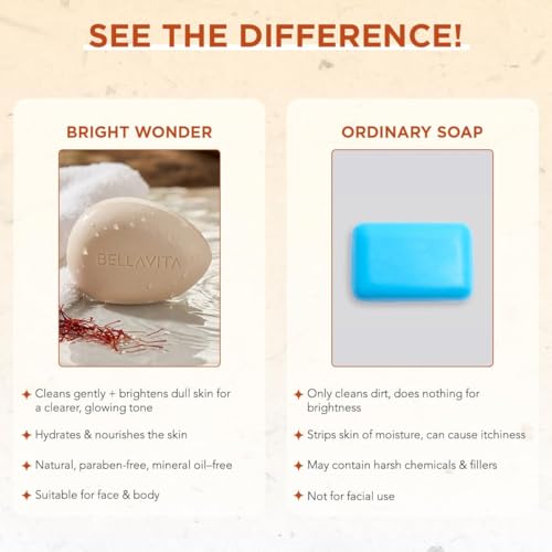 Image of BELLAVITA Bright Wonder Brightening soap | Pack of 6 x 100Gm | Dark Spot & Pigmentation reduction | Kojic acid & mango butter | Paraben free