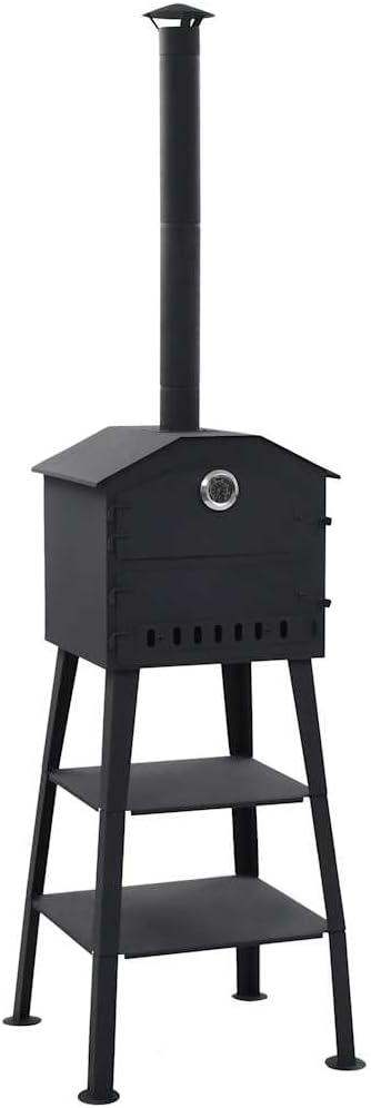 Tbest Outdoor Pizza Oven Charcoal-Fired with 2 Fireclay Stones Portable Charcoal Fired Grill Pizza Maker for Garden Lawn Baking Cooking 22.8" x 24" x 80.7"