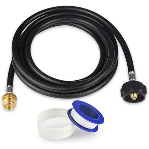 KOMAN 12FT Propane Adapter Hose 1 lb to 20 lb Converter,Converter for Buddy Heaters,Weber Q/Blackstone GriddleGrill,Coleman Camping Stove,1lb Propane Appliances Connect to 20lb Tank,Certified Cover