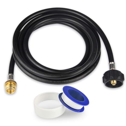 KOMAN 12FT Propane Adapter Hose 1 lb to 20 lb Converter,Converter for Buddy Heaters,Weber Q/Blackstone GriddleGrill,Coleman Camping Stove,1lb Propane Appliances Connect to 20lb Tank,Certified