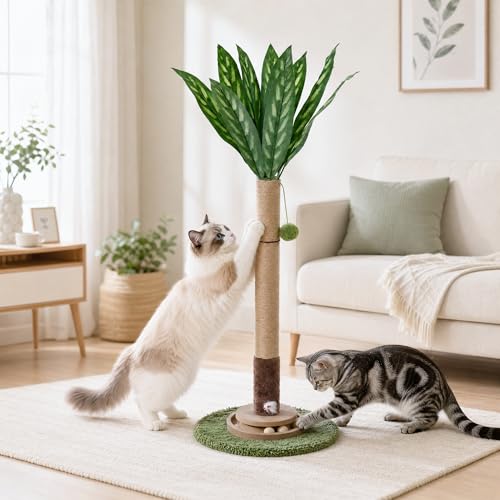 Poste rascador para gato de 35 pulgadas con juguete colgante miniatura 2