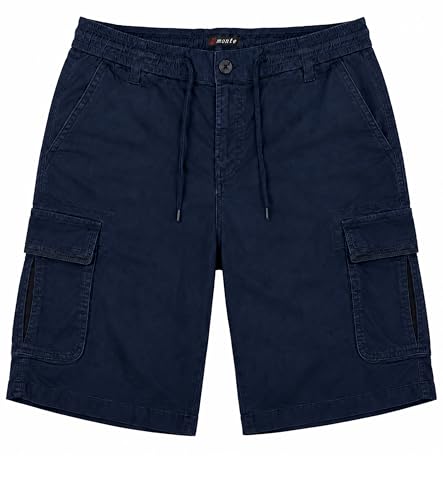 Image of L'MONTE Men's Imported Cotton Casual Relaxed Fit Outwear Cargo Shorts with Expandable Elastic Waist and Multi Pockets