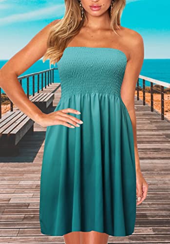 Image of Zyyfly Womens Summer Beach Dresses Strapless Cover Ups Dress Tube Top Sundresses