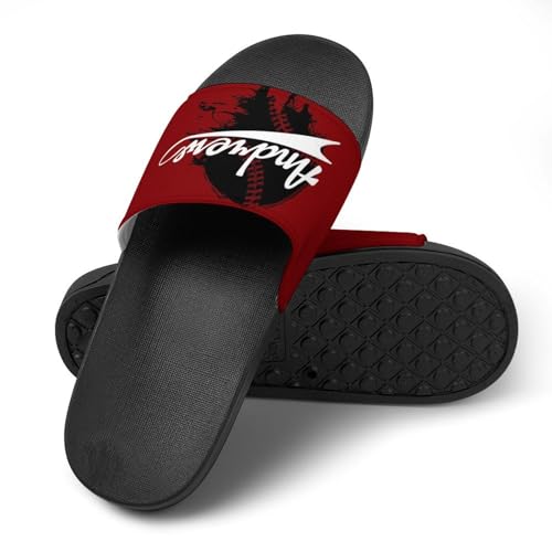 Custom Sports Slides Personalized Slippers - Baseball Sandals Quick Drying Softball Slippers Indoor Outdoor,Gifts for Men Youth Boy (Black,Style 33)4