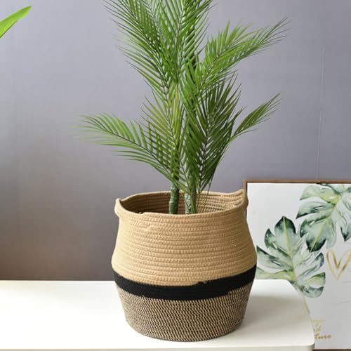 Panier de rangement en coton et lin Healvian multicolore portable
