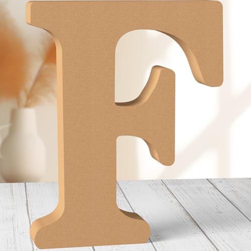 AOCEAN 12 Inch Designable Wood Letters Unfinished Wood Letters for Wall Decor Decorative Standing Letters Slices Sign Board Decoration for Craft Home Party Projects (F)